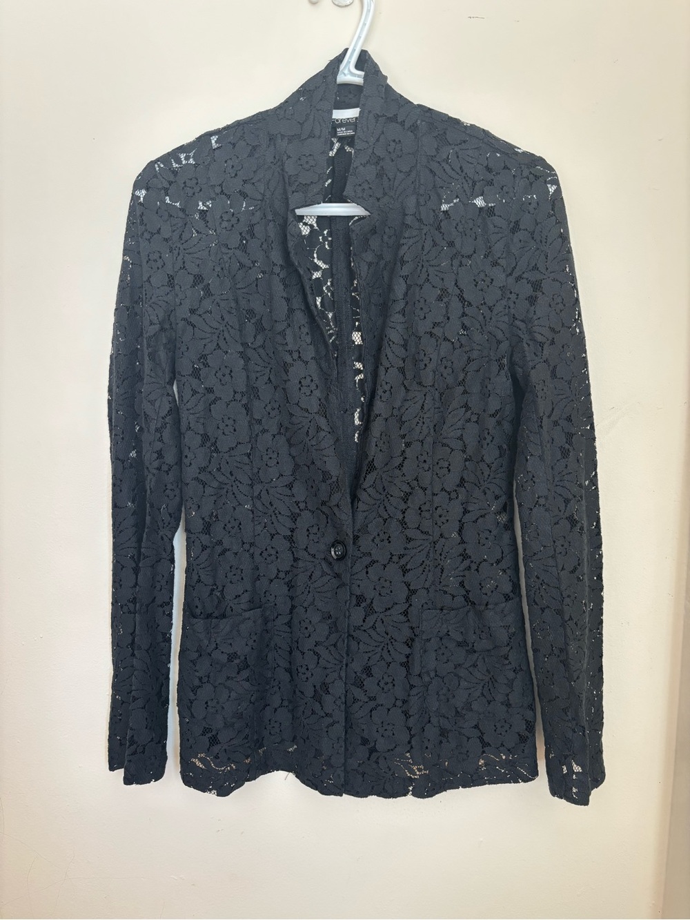 Forever 21 Black Floral Lace Blazer Jacket Size Medium M